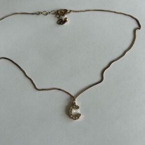 Gold Tone “C” Initial Rhinestone Necklace | Letter Pendant